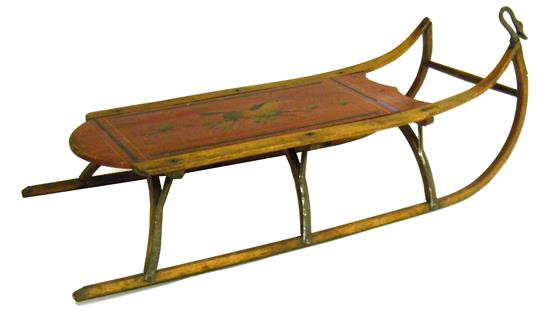 Appraisal: Late th early th C wooden sled raised on metal-lined