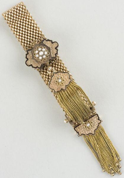 Appraisal: KT Victorian Slide Bracelet with seed pearl accents and fringe