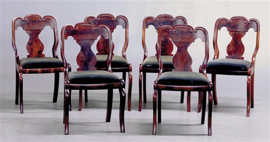 Appraisal: Six American Classical mahogany side chairs gondola form with shaped