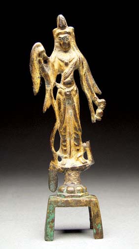 Appraisal: TANG GILT BRONZE BUDDHIST FIGURE Chinese Tang Dynasty gilt bronze