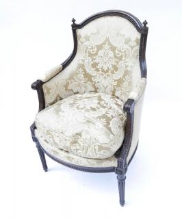 Appraisal: French Louis XVI-style gold upholstered bergere L x D x