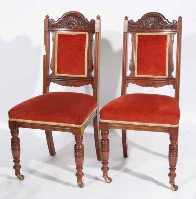 Appraisal: A SET OF SIX VICTORIAN MAHOGANY DINING CHAIRS with carved