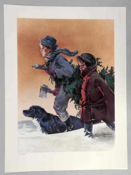 Appraisal: Norman Rockwell Bringing Home the Tree Print Description Condition Excellent