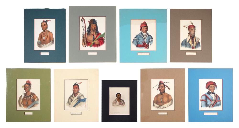 Appraisal: NINE HAND-COLORED LITHOGRAPHS OF NATIVE AMERICAN SUBJECTS TH CENTURY SIZES