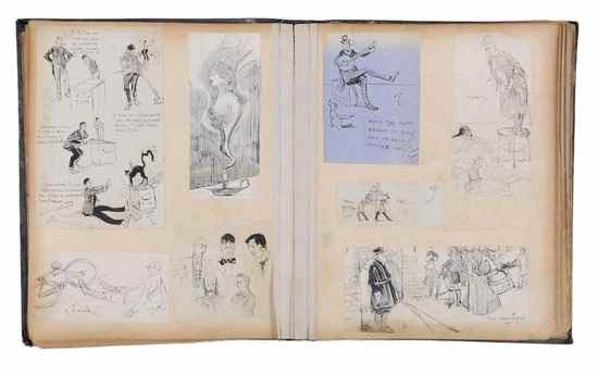 Appraisal: Album of caricature drawings numerous original pen and ink caricatures