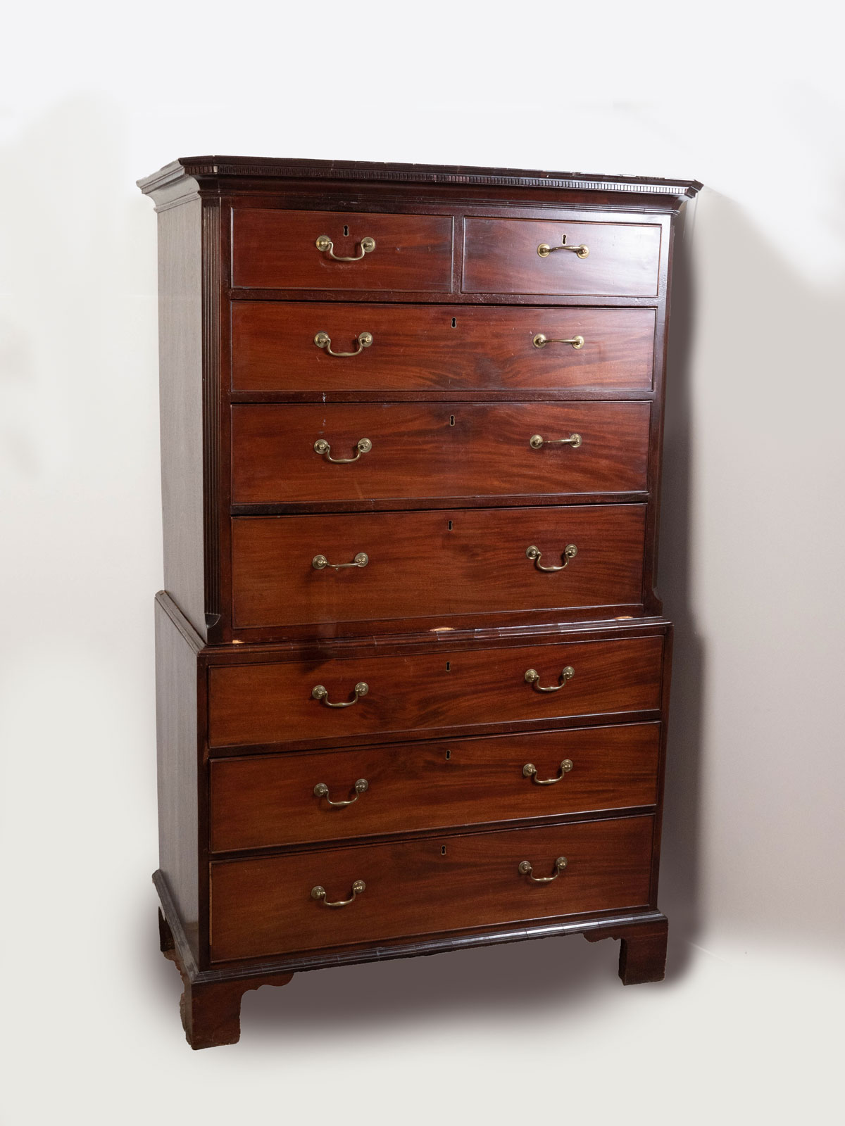 Appraisal: GEORGIAN MAHOGANY CHEST ON CHEST - Drawer th century chest