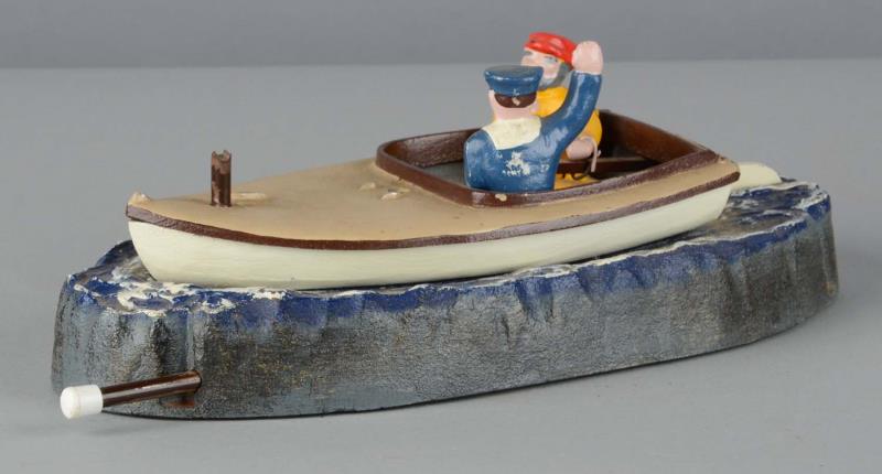 Appraisal: The Cat Boat Painted Cast Iron Mechanical Bank Bank is