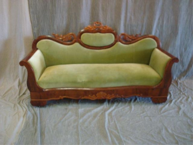 Appraisal: Empire sofa with green upholstery From a Sleepy Hollow NY