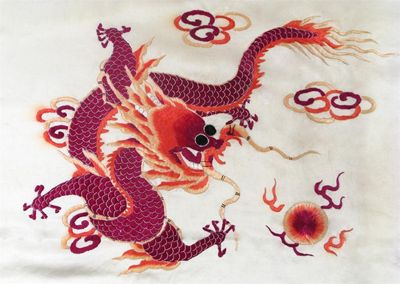 Appraisal: A collection of Chinese textiles including an embroidered skirt a