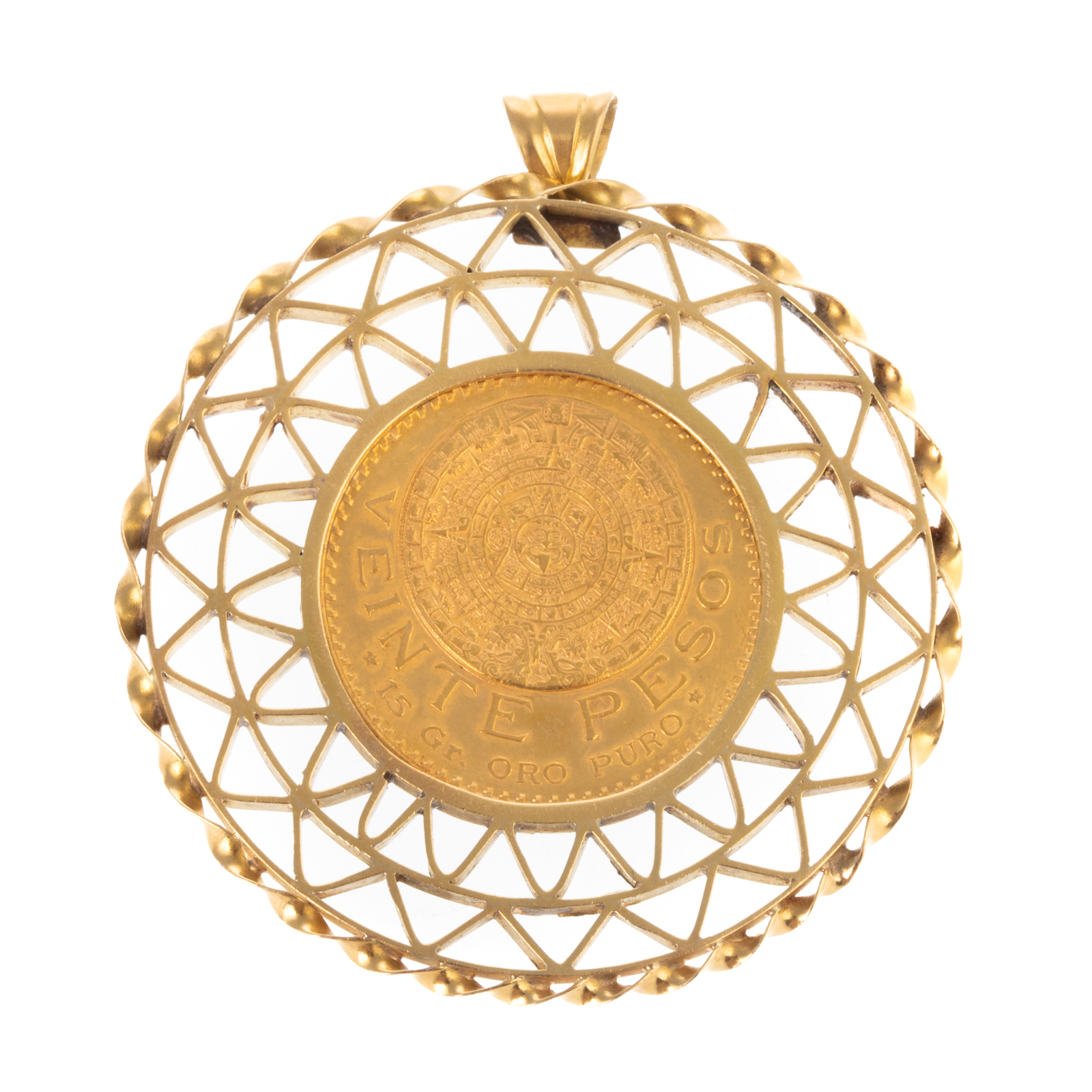 Appraisal: A MEXICAN GOLD PESO COIN PENDANT K yellow gold pendant