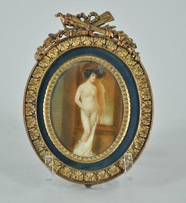 Appraisal: A Miniature Oval Painting of a Nude Signed Reynolds at