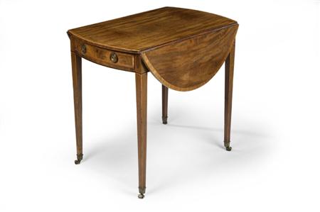 Appraisal: A George III mahogany satinwood crossbanded and boxwood lined Pembroke