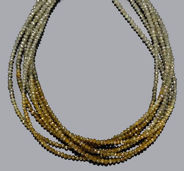 Appraisal: A multi-colored diamond and diamond necklace estimated total diamond weight