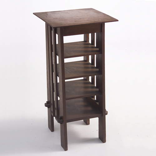 Appraisal: MICHIGAN CHAIR CO Magazine stand with overhanging top side slats