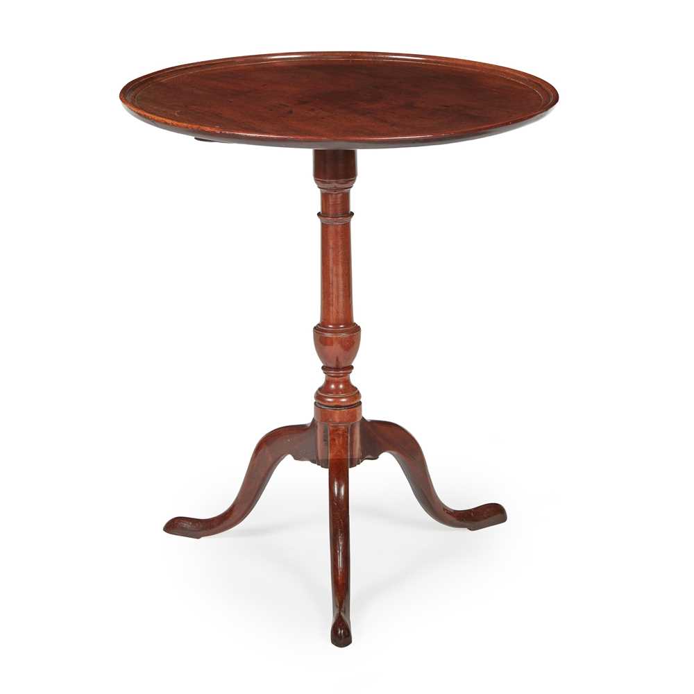 Appraisal: GEORGE III MAHOGANY TRIPOD TEA TABLE TH CENTURY the circular