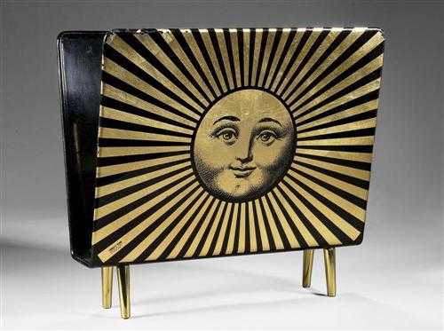 Appraisal: FORNASETTI PIERO - MAGAZINE RACK Italy circa Lacquered metal and