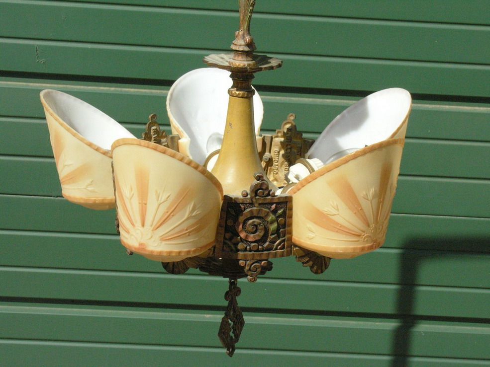 Appraisal: ART DECO CHANDELIER AND SCONCES Patent applied for R Williamson