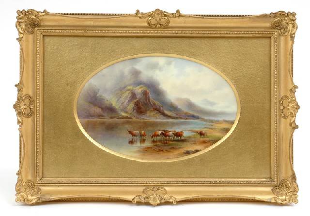 Appraisal: A ROYAL WORCESTER PORCELAIN PLAQUE Signed John Stinton circa Oval