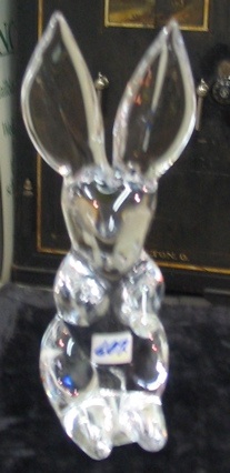 Appraisal: DAUM SIGNED FRENCH CRYSTAL FIGURE OF A RABBIT with upraised