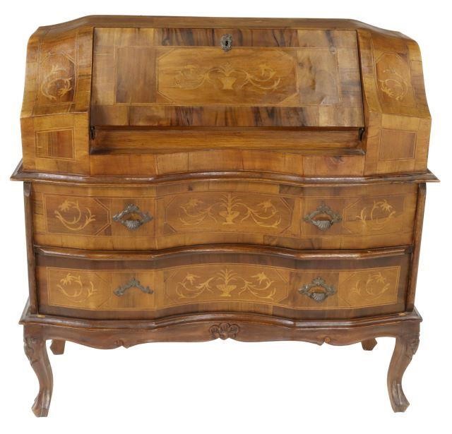 Appraisal: Italian Venetian patchwork slant-front desk th c with contrasting marquetry