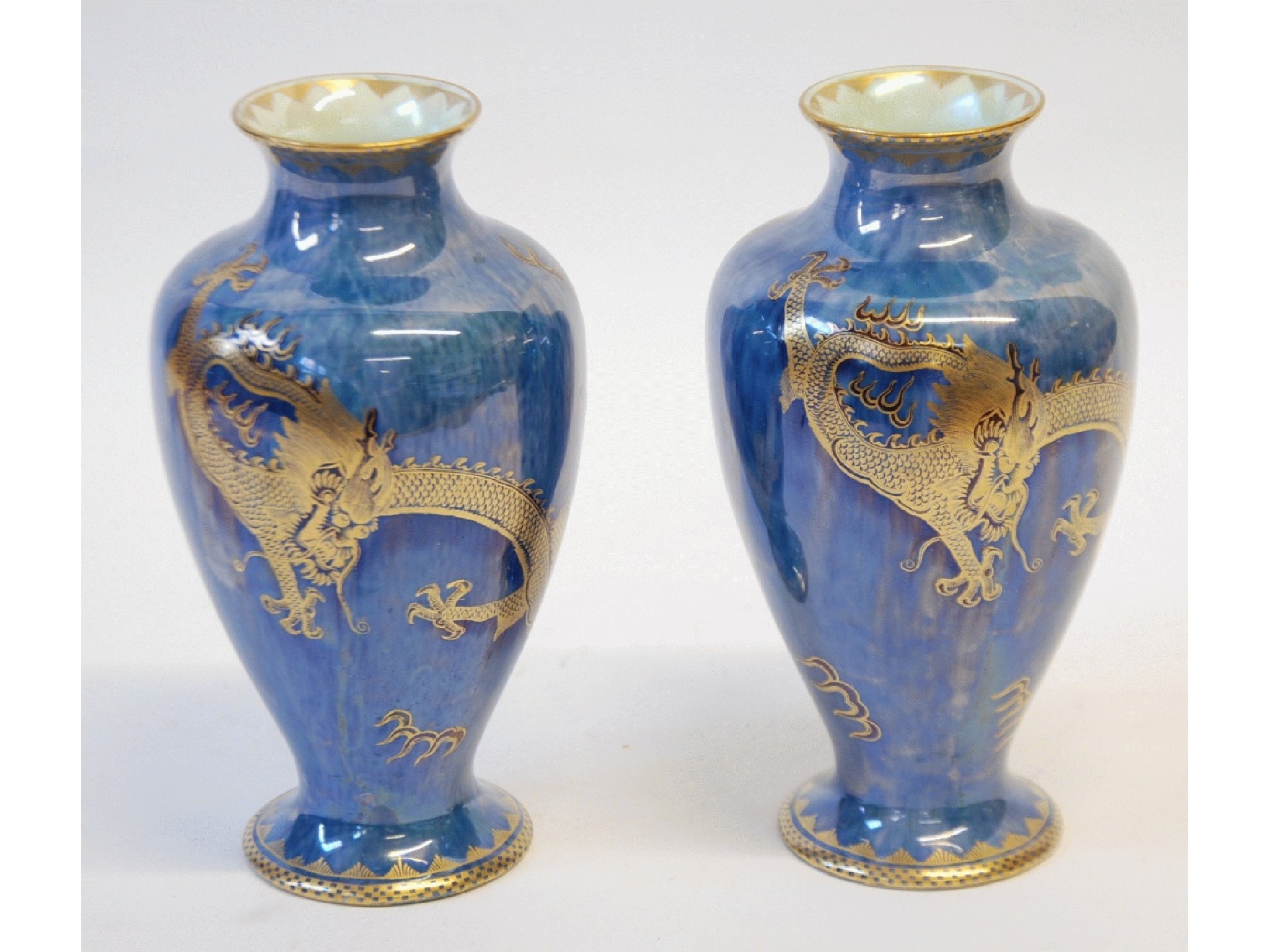 Appraisal: A PAIR OF INTER-WAR YEARS WEDGWOOD LUSTRE-WARE INVERTED BALUSTER SHAPE