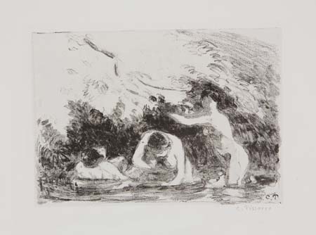 Appraisal: CAMILLE PISSARRO Baigneuses l'Ombre des Berges Bois es Lithograph on