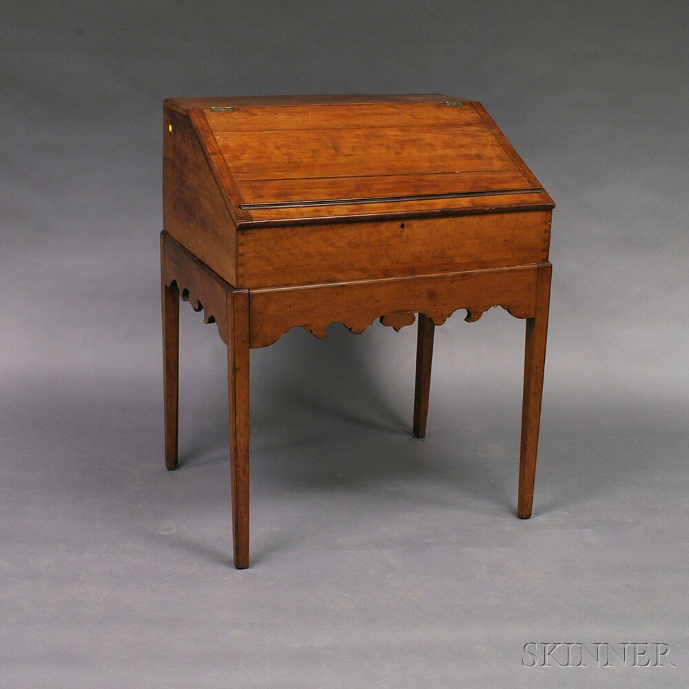 Appraisal: Country Cherry Desk on Frame the desk with slant-lid opening