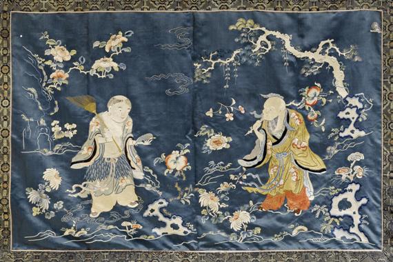 Appraisal: A LARGE SILK EMBROIDERY OF AN IMMORTAL AND LIUHAI China