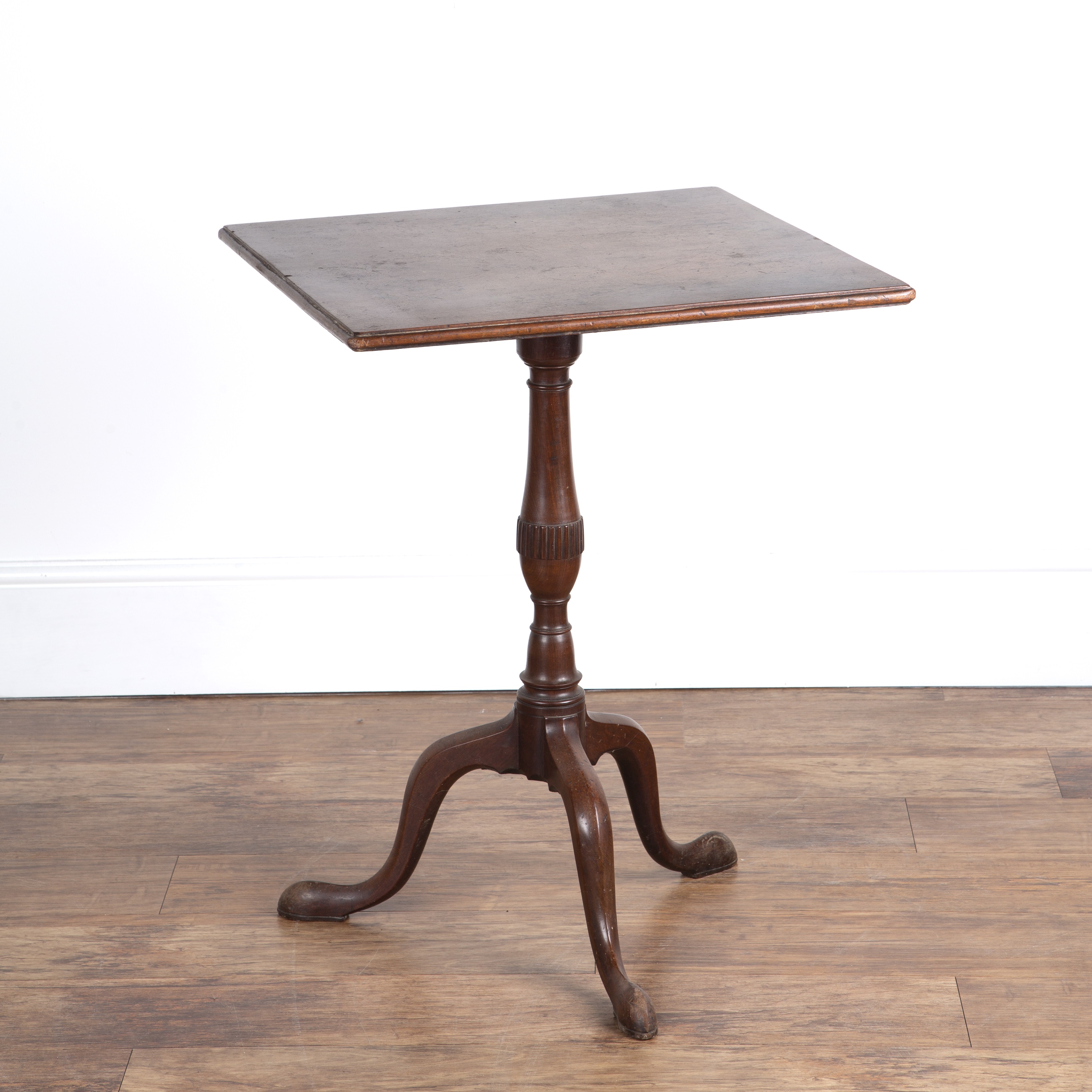 Appraisal: Mahogany square top occasional table th Century with tripod supports