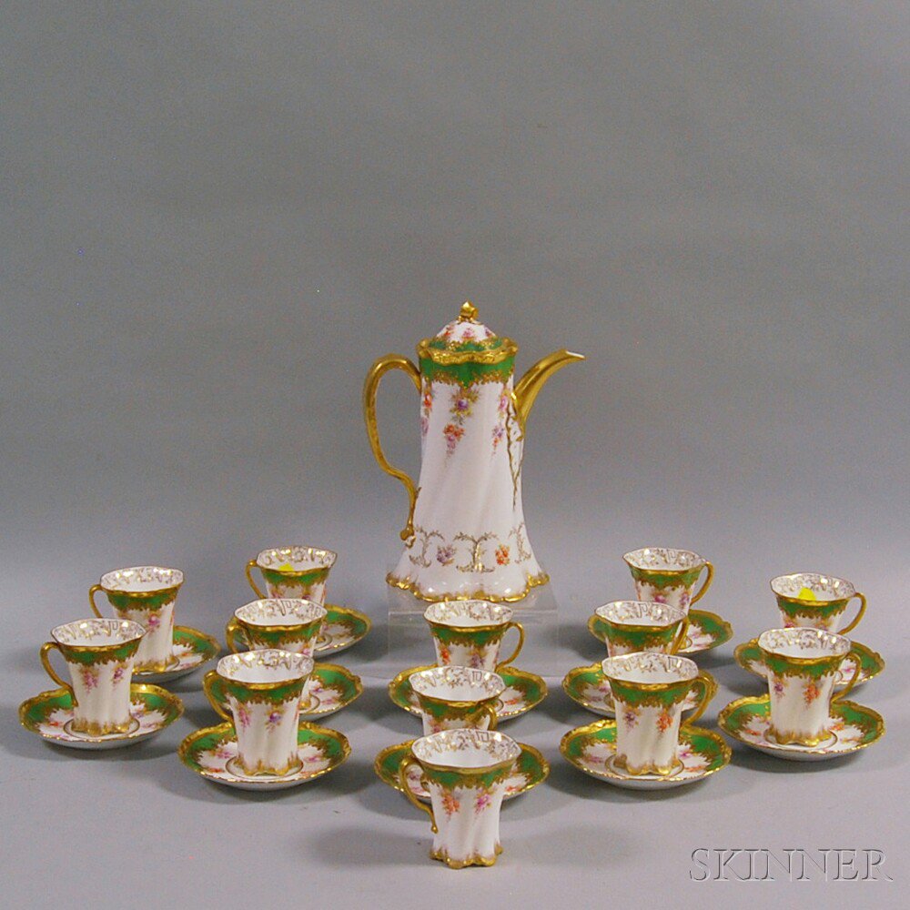 Appraisal: Dresden Porcelain Coffee Service th th century twelve cups thirteen