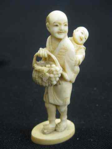 Appraisal: Chinese Carved Ivory Figurine of Manwith child on his back