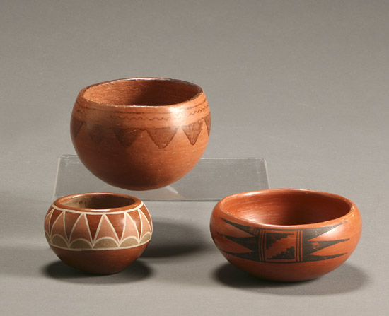 Appraisal: Group of Three Southwest Redware Pottery Vessels th Century Consisting