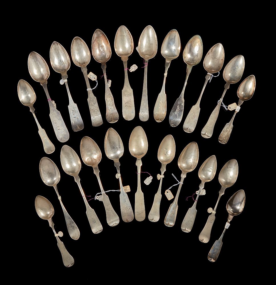 Appraisal: Assorted Coin Silver Spoons Assorted coin silver spoons comprising serving