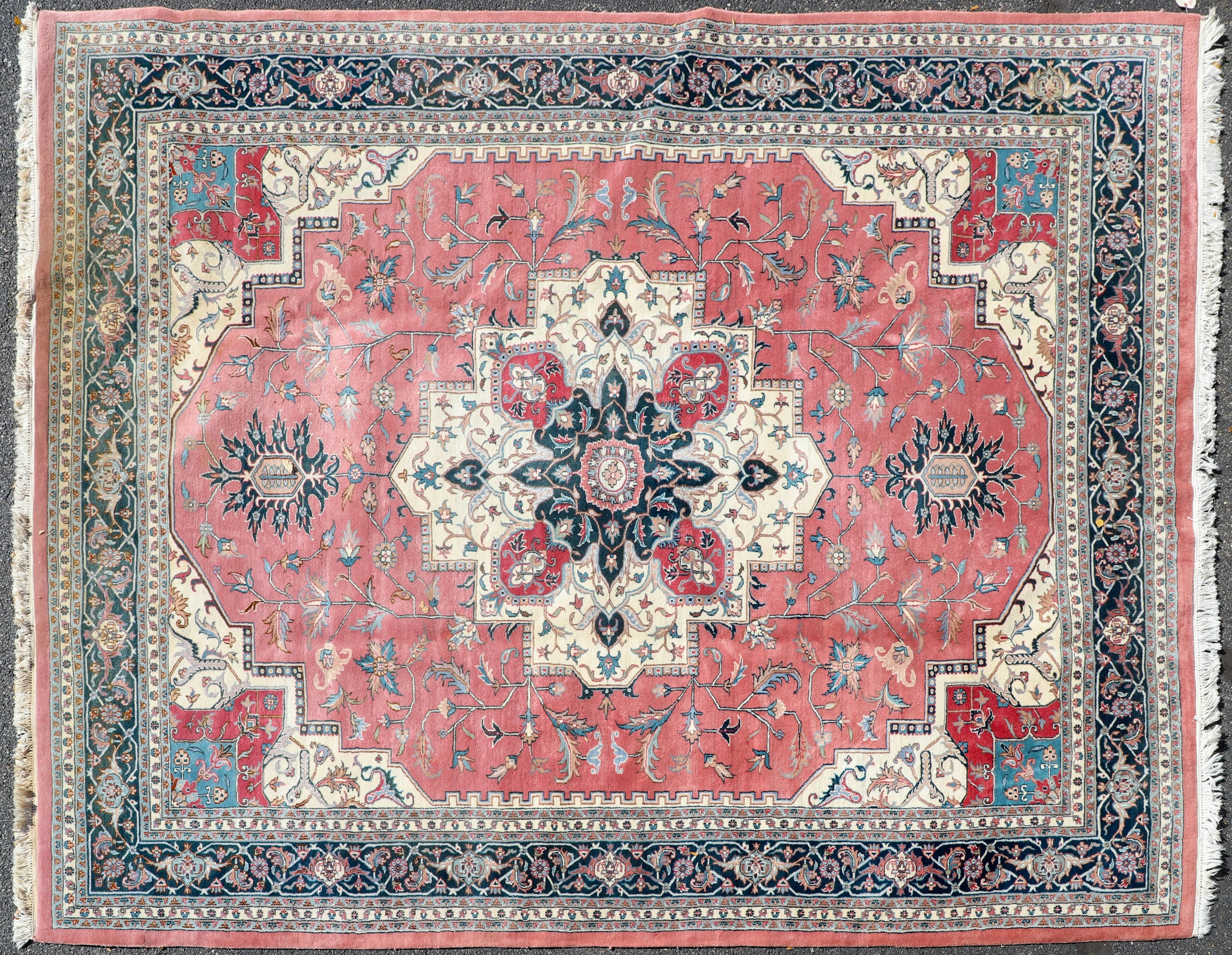 Appraisal: ' X ' Indo Serapri Jaipur Rug stains circa s