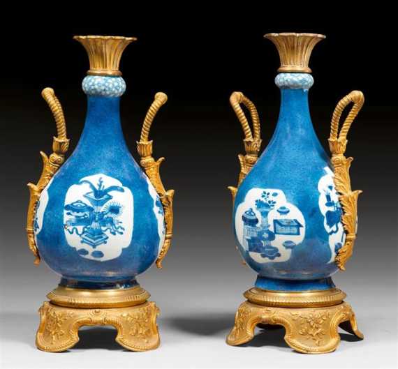 Appraisal: PAIR OF PORCELAIN VASES WITH BRONZE MOUNTS the porcelain China