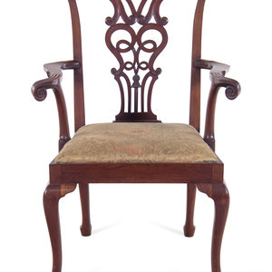 Appraisal: A Chippendale Style Shell-Carved Mahogany Armchair th Century Height x