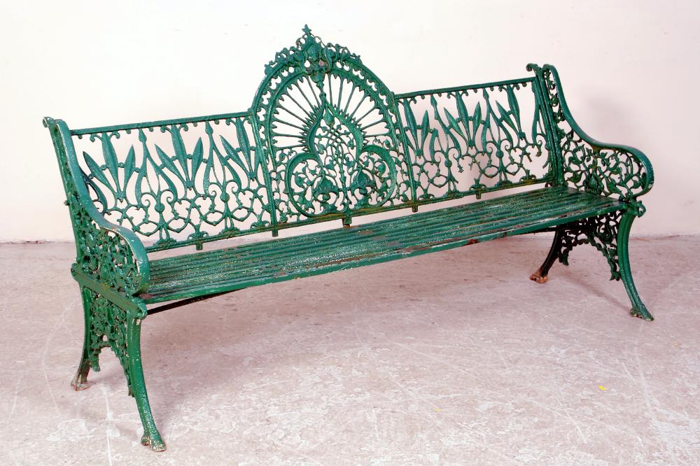 Appraisal: A VICTORIAN CAST IRON GARDEN SEAT in the Arched and