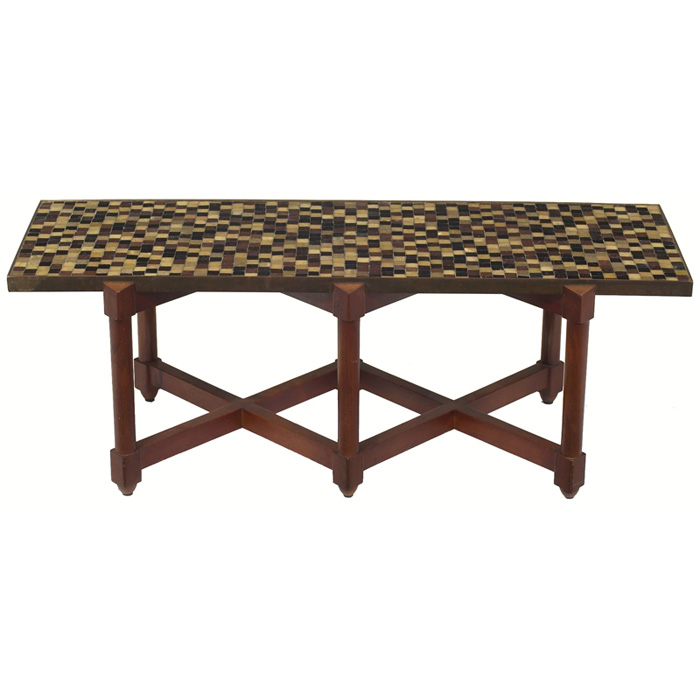 Appraisal: Edward Wormley coffee table by Dunbar no rectangular brass-rimmed top