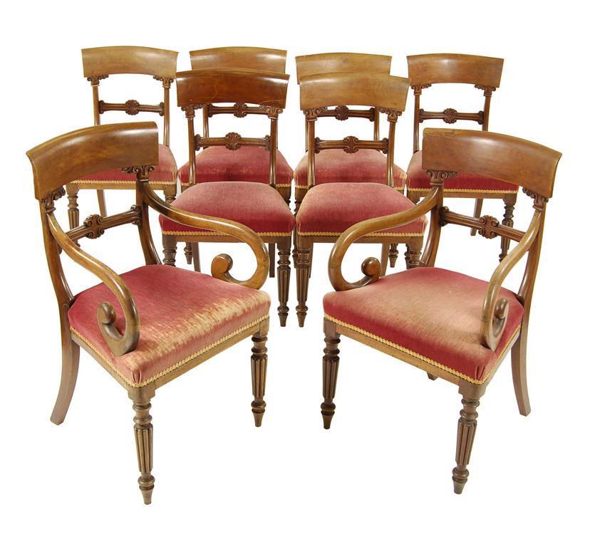 Appraisal: A set of eight early Victorian mahogany dining chairs