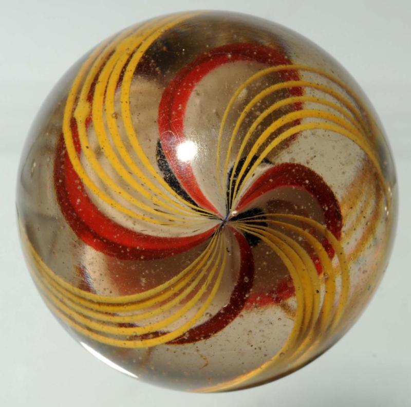 Appraisal: Lobed-Core Swirl Marble Description Core is red white with alternating