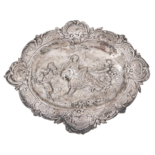 Appraisal: A German miniature silver sideboard dish cast to the centre