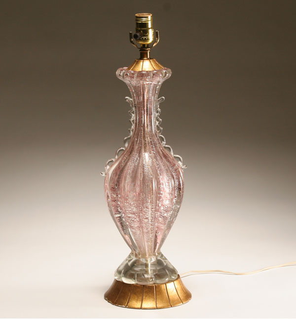 Appraisal: Barovier Murano amethyst art glass table lamp with mica inclusions