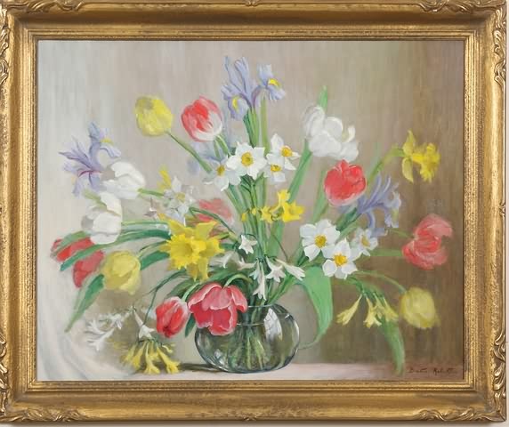 Appraisal: Floral still life oil on board x SLR Beatrice Robertson