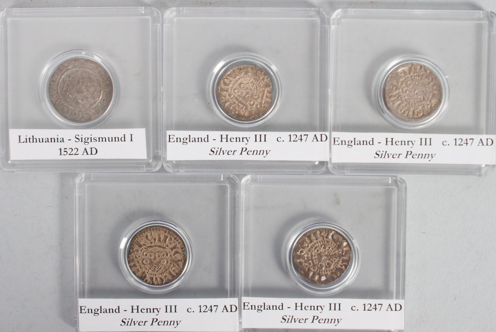 Appraisal: Medieval Coins English Lithuanian silver coins comprising four silver pennies