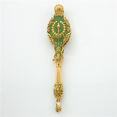 Appraisal: Antique Gold and Green Enamel Lorgnette Estimate -