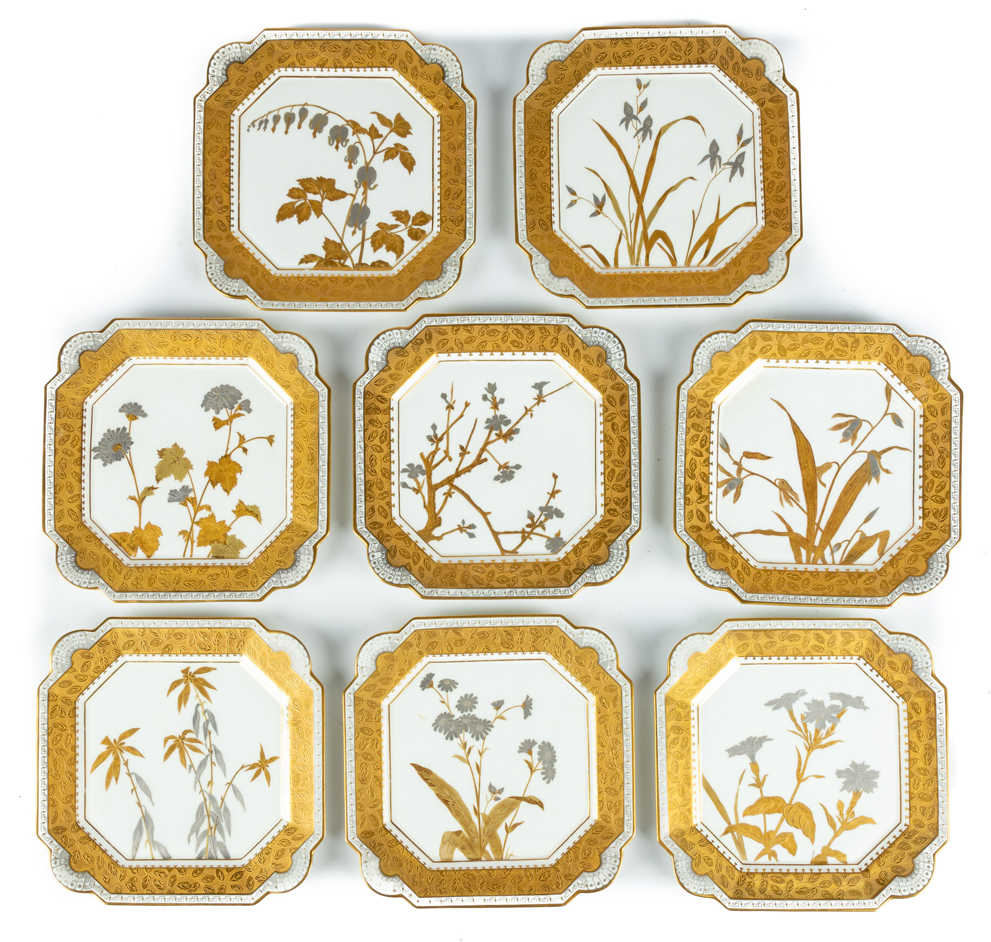 Appraisal: E BROWNFIELD SON HAND PAINTED AND ENAMELED PORCELAIN PLATES Stamped