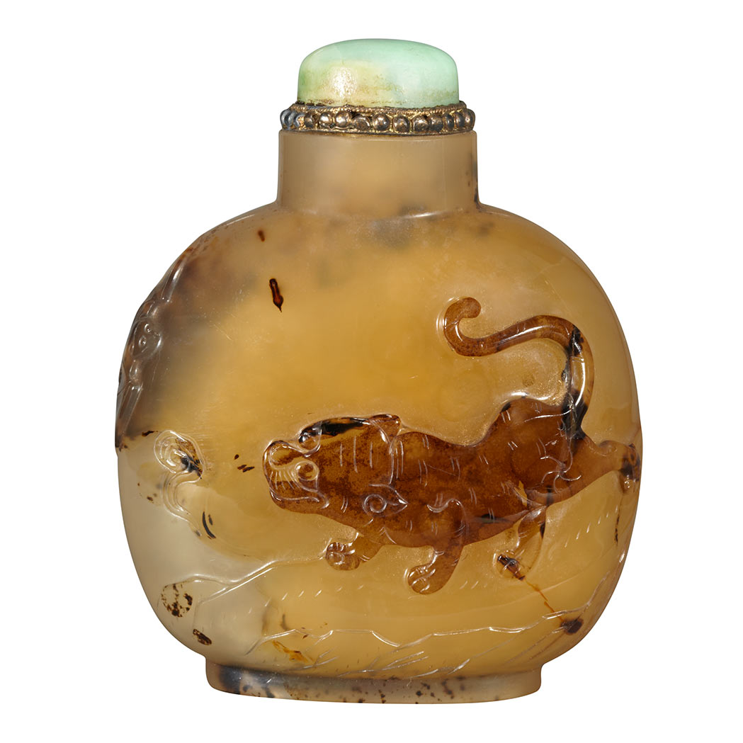 Appraisal: Chinese Suzhou Agate Snuff Bottle th th Century Of flattened