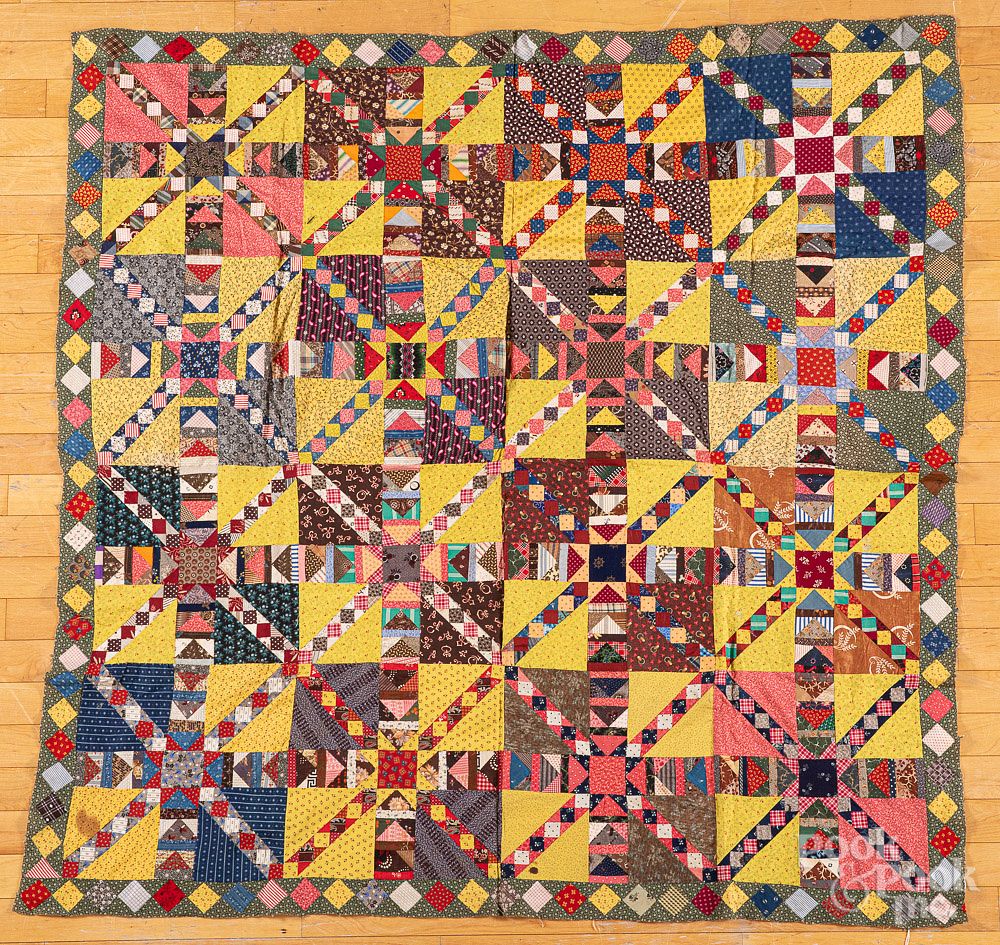 Appraisal: Pieced youth quilt top late th c Pieced youth quilt