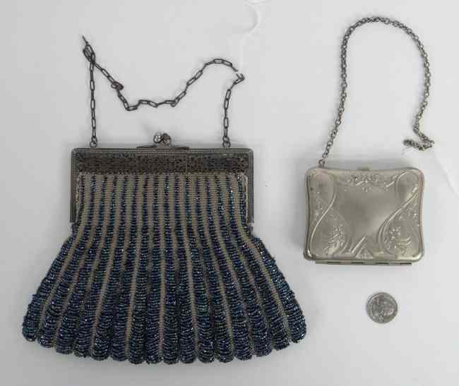 Appraisal: Lot two vintage purses including repousse work and beaded