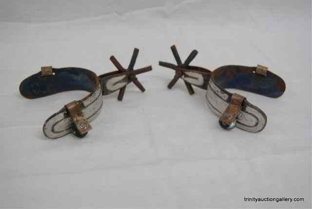 Appraisal: Vintage Pair of Hand Made Silver Inlayed SpursThis is for